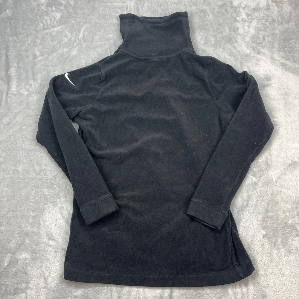 Nike Dri-Fit Fleece Sweater Womens Large Black Turtleneck Side Slid Zip Pullover